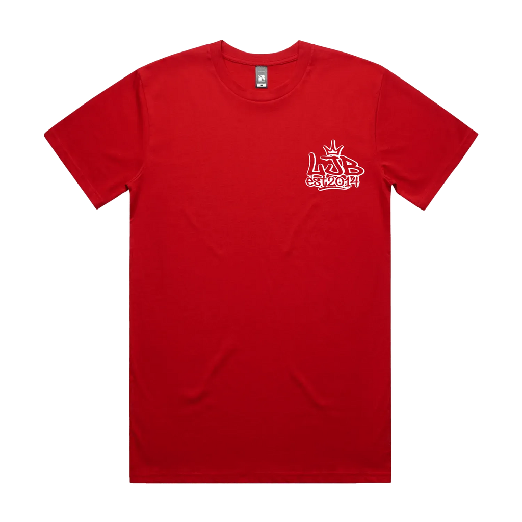 Red front flat lay